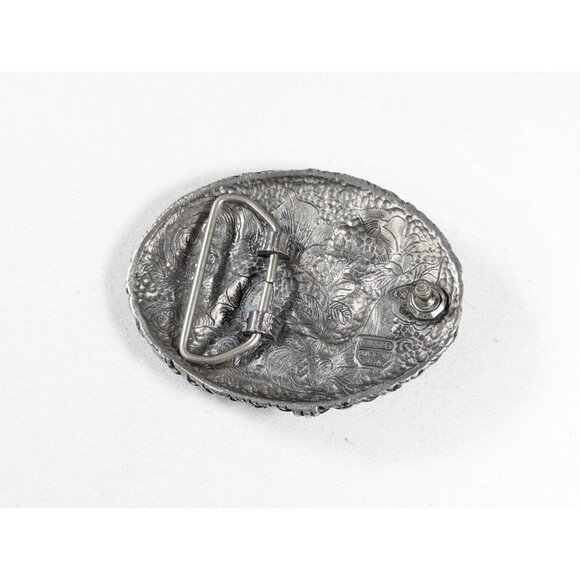 1996 EJC Large Oval WOLF Pair belt buckle, South Western style 3-D Pewter - Picture 5 of 10